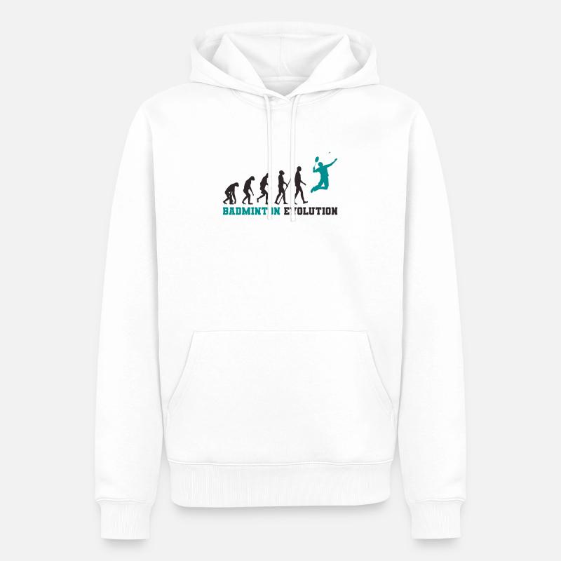 Badminton Evolution - Männer Premium Bio Hoodie - Weiß