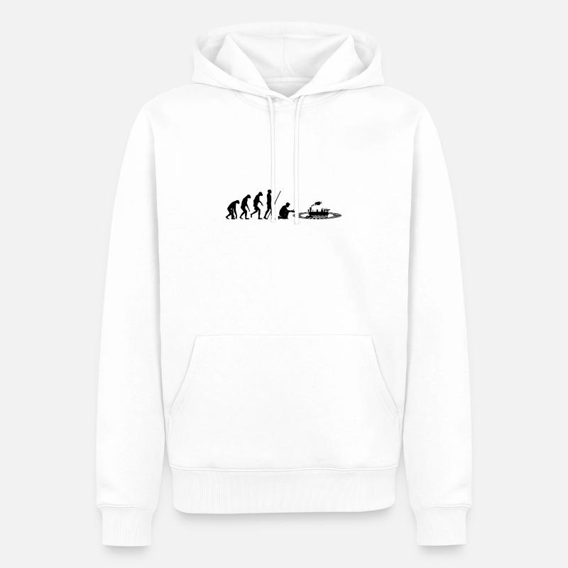 Évolution du train miniature - Sweat à capuche Premium bio Homme - blanc