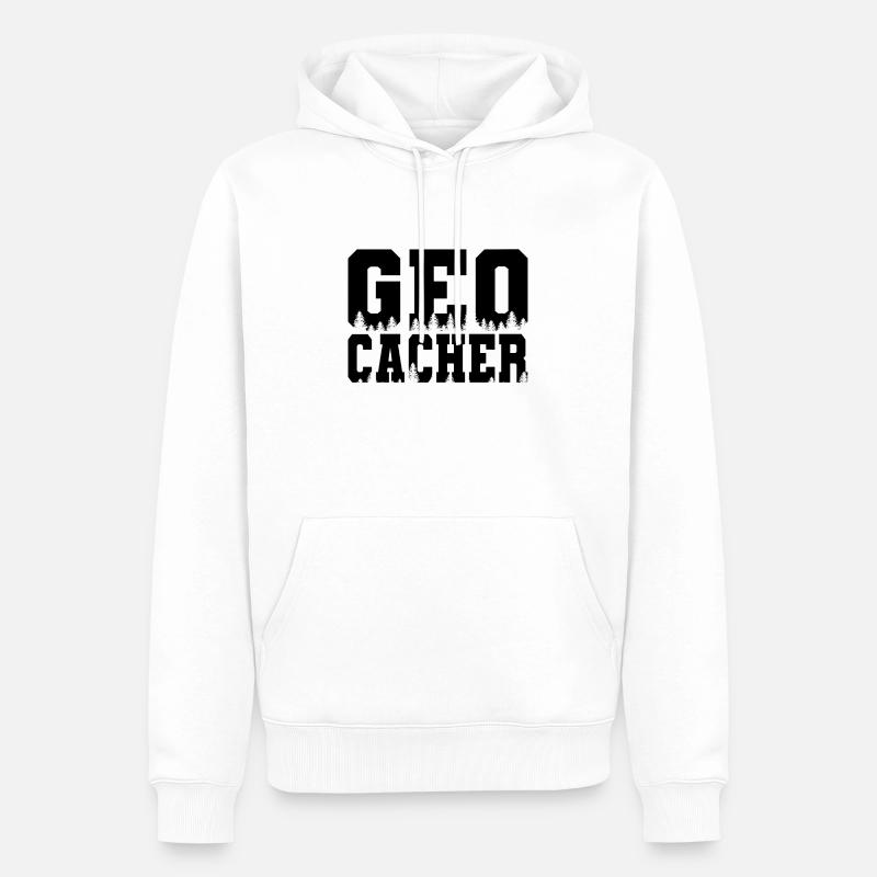 Geocaching - Männer Premium Bio Hoodie - Weiß