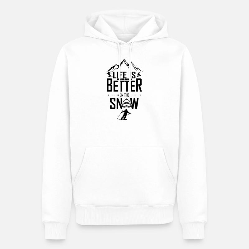 ski - Sweat à capuche Premium bio Homme - blanc