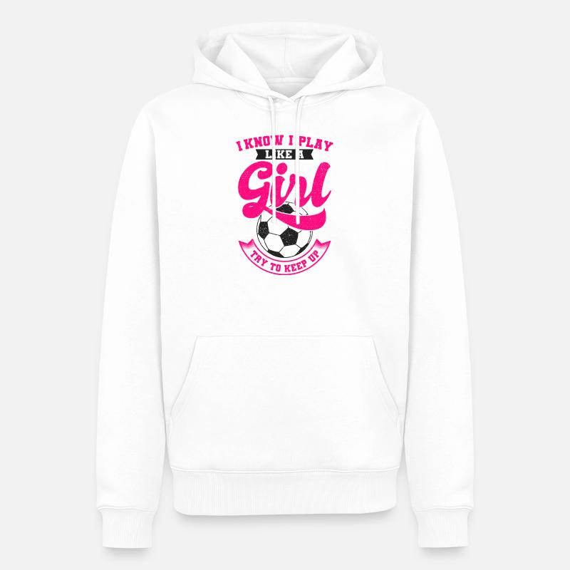 Fussball Mädchen - Männer Premium Bio Hoodie - Weiß