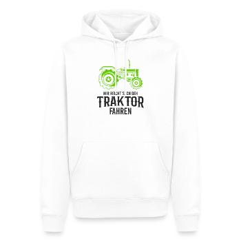 Traktor - Männer Premium Bio Hoodie - Weiß - Vorne - Nico (187cm)