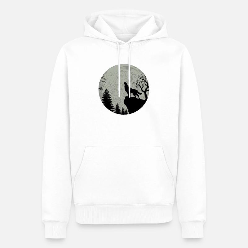 Wolf - Männer Premium Bio Hoodie - Weiß