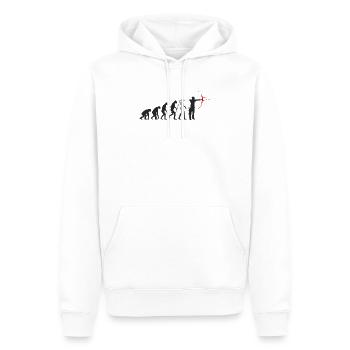 Bogenschießen Evolution - Männer Premium Bio Hoodie - Weiß - Vorne - Nico (187cm)