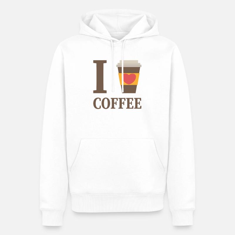 J'aime le café - Sweat à capuche Premium bio Homme - blanc