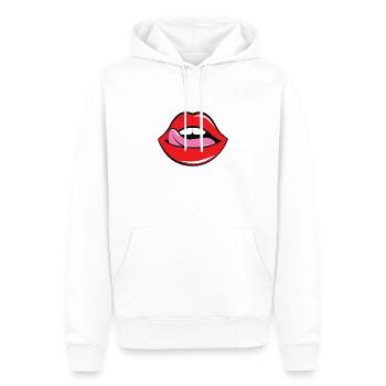 Lèvres Rock & Roll - Sweat à capuche Premium bio Homme - blanc - Devant - Nico (187cm)