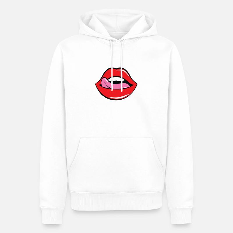 Lèvres Rock & Roll - Sweat à capuche Premium bio Homme - blanc