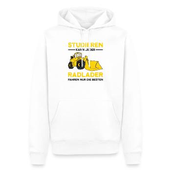 Radlader - Männer Premium Bio Hoodie - Weiß - Vorne - Nico (187cm)