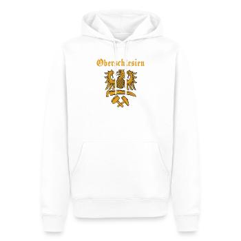 Oberschlesien Wappen mit Schriftzug (Gold) - Männer Premium Bio Hoodie - Weiß - Vorne - Nico (187cm)