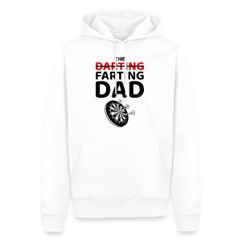 Darts Players Bullseye Fart Dad Fathers Day Funny - Men’s Premium Organic Hoodie - white - Front - Nico (187cm)
