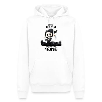 TOD - So viele IDIOTEN und nur eine SENSE - Männer Premium Bio Hoodie - Weiß - Vorne - Nico (187cm)