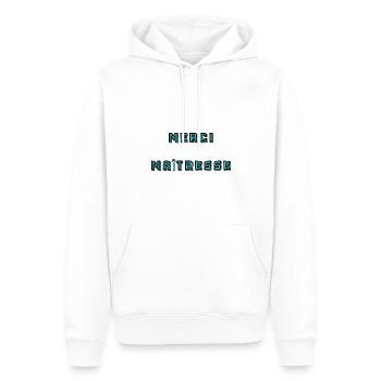 MAÎTRESSE. MERCI. MERCI MAÎTRESSE - Sweat à capuche Premium bio Homme - blanc - Devant - Nico (187cm)