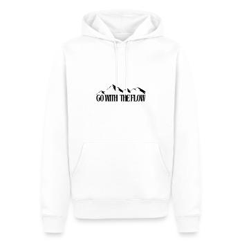 Go with the Flow - Berge - Wandern - Bergsport - Männer Premium Bio Hoodie - Weiß - Vorne - Nico (187cm)