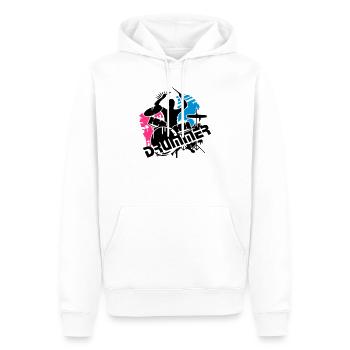 Un batteur et sa batterie - Sweat à capuche Premium bio Homme - blanc - Devant - Nico (187cm)