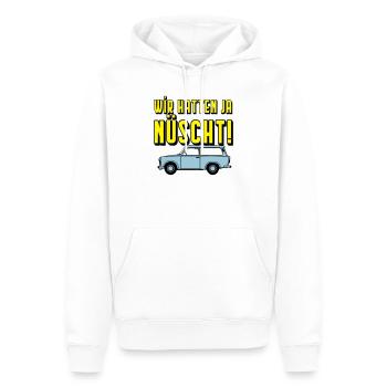  Universal Kombi , Wir hatten ja nüscht!(25 - Männer Premium Bio Hoodie - Weiß - Vorne - Nico (187cm)