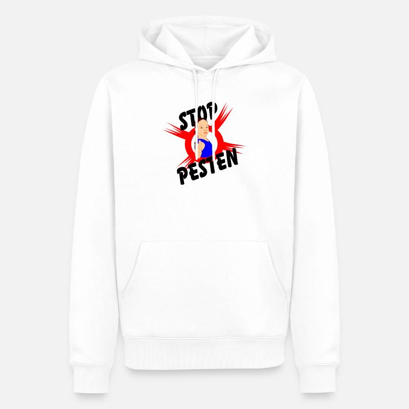 Stoppen Sie Mobbing Logo-Text STOP MOBBING' - Männer Premium Bio Hoodie - Weiß
