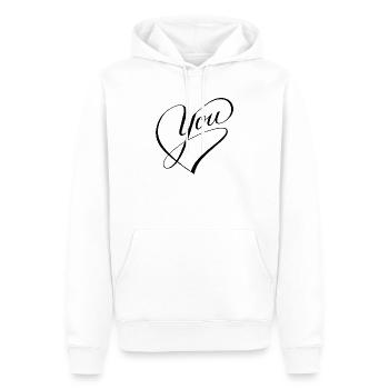 Je t’aime cœur Je t’aime - Sweat à capuche Premium bio Homme - blanc - Devant - Nico (187cm)