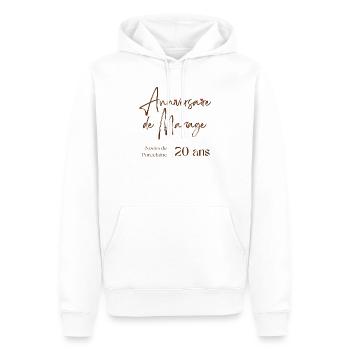 Anniversaire de mariage 20 ans Noces de Porcelaine - Sweat à capuche Premium bio Homme - blanc - Devant - Nico (187cm)