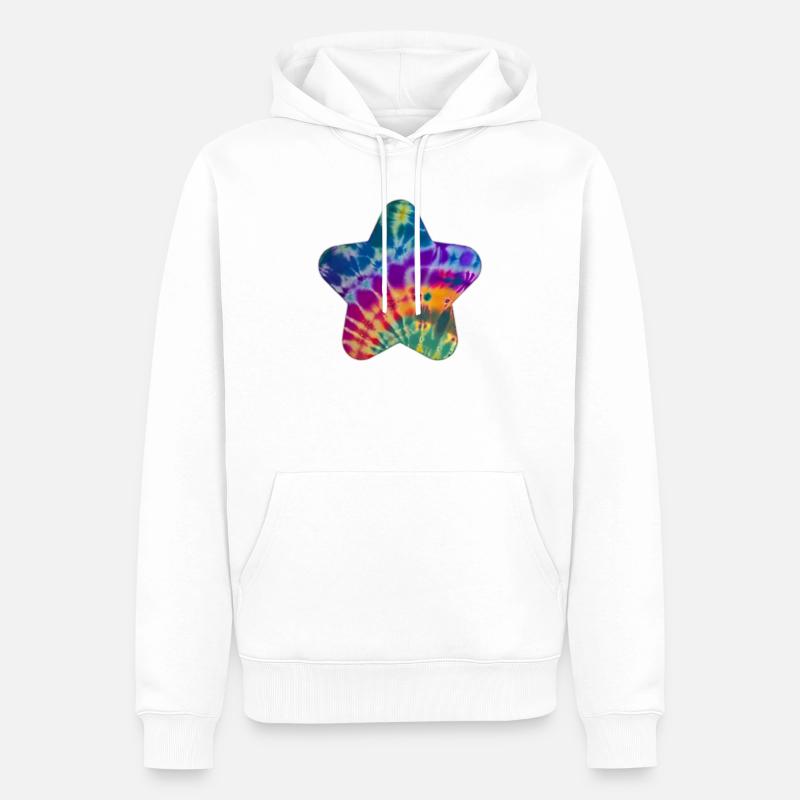 Groovy Tie Dye Star - Sweat à capuche Premium bio Homme - blanc
