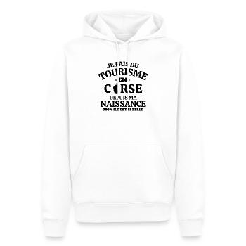 Corse, touriste, fierté Corse - Sweat à capuche Premium bio Homme - blanc - Devant - Nico (187cm)