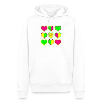 Neon Herzen Muster HeartBeat - Männer Premium Bio Hoodie - Weiß - Vorne - Nico (187cm)