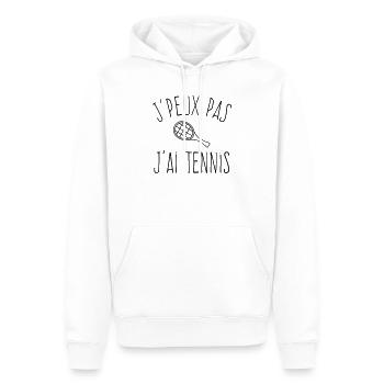 Je peux pas j'ai tennis  - Sweat à capuche Premium bio Homme - blanc - Devant - Nico (187cm)