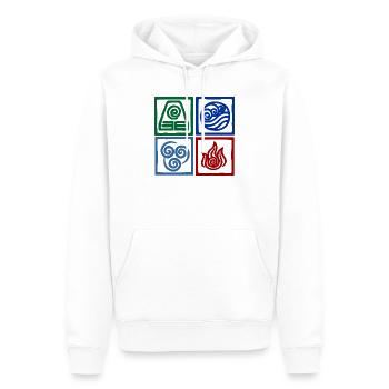 Symboles de la nation Logo de la place des quatre forces - Sweat à capuche Premium bio Homme - blanc - Devant - Nico (187cm)