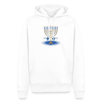 goldfarbener Hanukkah Leuchter mit zwei Tauben - Männer Premium Bio Hoodie - Weiß - Vorne - Nico (187cm)