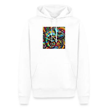 Caméléon Pop Art - Sweat à capuche Premium bio Homme - blanc - Devant - Nico (187cm)
