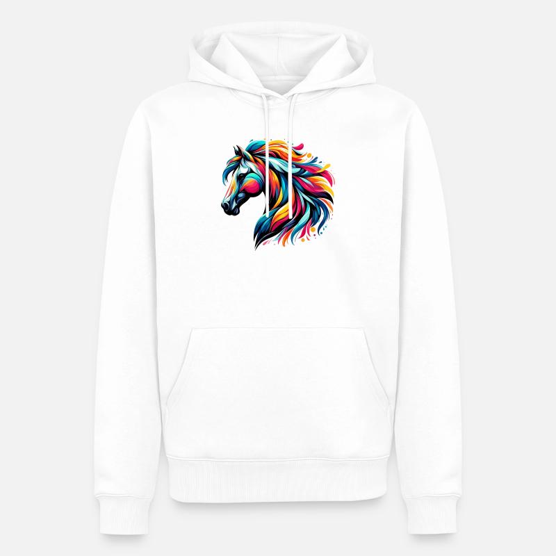 Cheval - Sweat à capuche Premium bio Homme - blanc