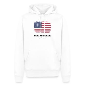 Los Angeles, Californie, États-Unis - Sweat à capuche Premium bio Homme - blanc - Devant - Nico (187cm)