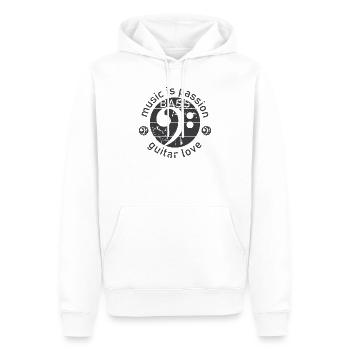 Gitarre Bass Bassschlüssel used look Gitarrist - Männer Premium Bio Hoodie - Weiß - Vorne - Nico (187cm)