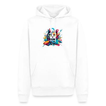 bunte Katze gestaltet im Comic Graffiti Stil - Männer Premium Bio Hoodie - Weiß - Vorne - Nico (187cm)