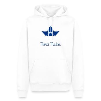 MEISTER. MEISTER. VIELEN DANK. DANKE, MEISTER. MEISTER - Männer Premium Bio Hoodie - Weiß - Vorne - Nico (187cm)