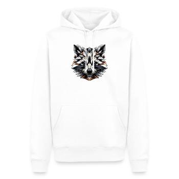 geometrischer Waschbär Kopf - Polygonen Motiv - Männer Premium Bio Hoodie - Weiß - Vorne - Nico (187cm)