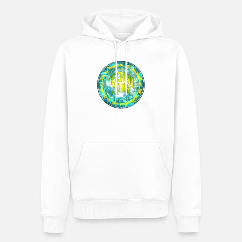 Cyber Techno Design mit Leuchtfarben - Männer Premium Bio Hoodie - Weiß