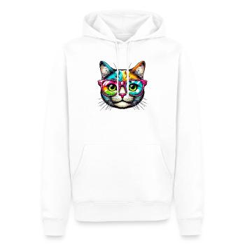 Kater mit Sonnenbrille - Männer Premium Bio Hoodie - Weiß - Vorne - Nico (187cm)