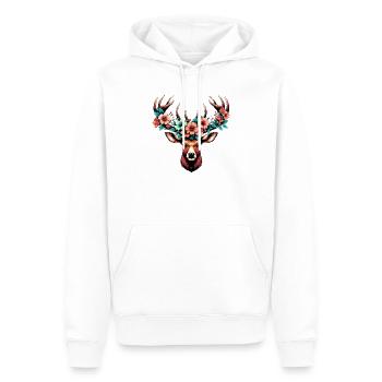 Cerf avec des fleurs - Sweat à capuche Premium bio Homme - blanc - Devant - Nico (187cm)
