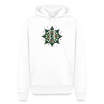grand poinsettia de style géométrique - Sweat à capuche Premium bio Homme - blanc - Devant - Nico (187cm)