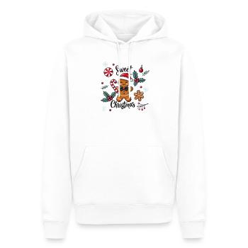 Joyeux bonhomme en pain d’épice avec canne à sucre - Sweat à capuche Premium bio Homme - blanc - Devant - Nico (187cm)