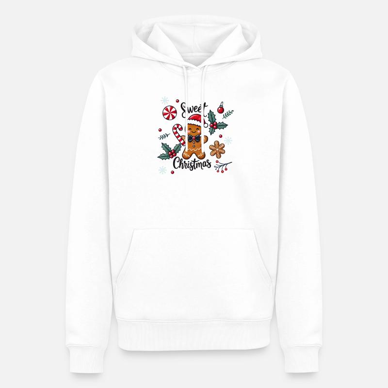 Fröhlicher Lebkuchenmann mit Zuckerstange - Männer Premium Bio Hoodie - Weiß