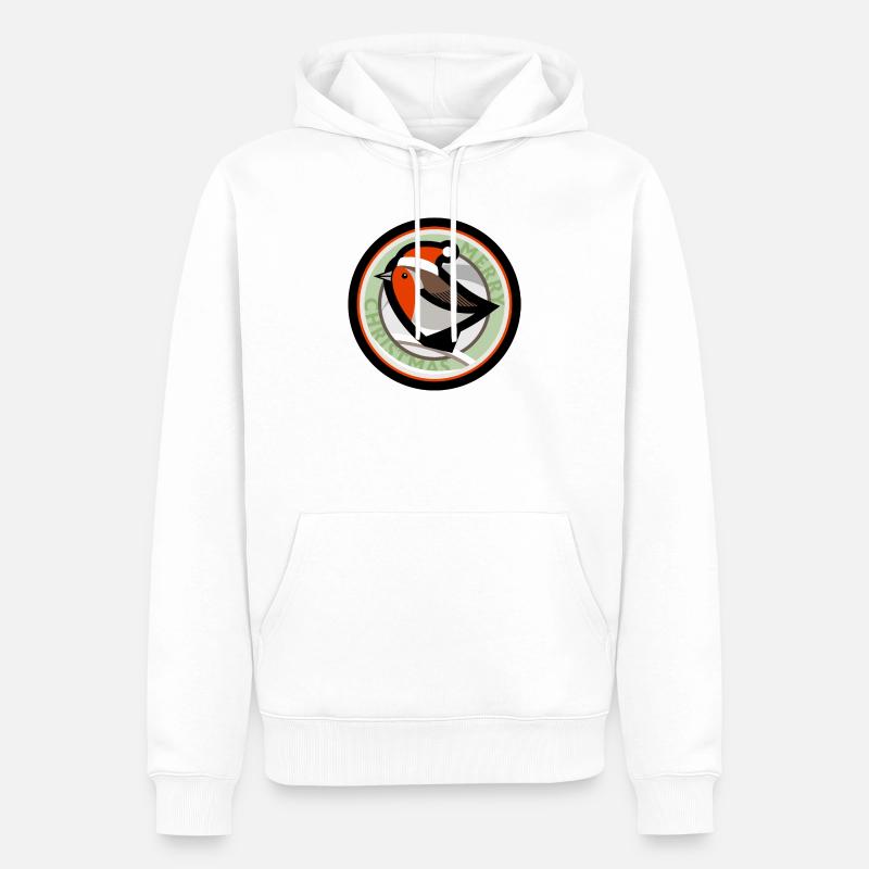 Robin de Noël - Sweat à capuche Premium bio Homme - blanc