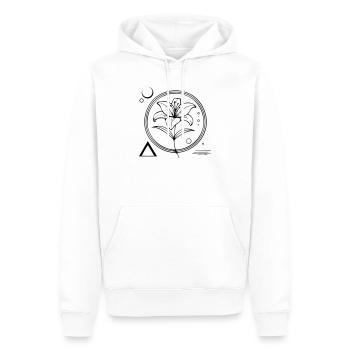 Florale Geometrie – Die Lilie als Symbol - Männer Premium Bio Hoodie - Weiß - Vorne - Nico (187cm)