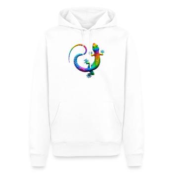 Regenbogen Gecko - Männer Premium Bio Hoodie - Weiß - Vorne - Nico (187cm)