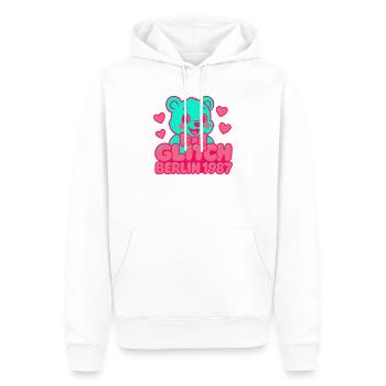 Glitch Berlin Supercute - Männer Premium Bio Hoodie - Weiß - Vorne - Nico (187cm)
