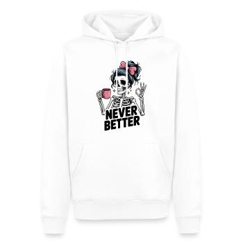 Messy Bun Kaffee Trinken Für Frauen Nie Besser - Männer Premium Bio Hoodie - Weiß - Vorne - Nico (187cm)