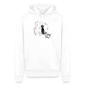 Chats joueurs avec des cœurs et des fleurs - Sweat à capuche Premium bio Homme - blanc - Devant - Nico (187cm)