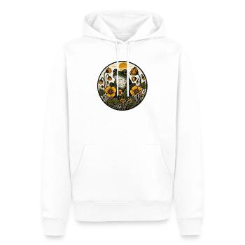 Grenouille ensoleillée en fleurs dorées - Sweat à capuche Premium bio Homme - blanc - Devant - Nico (187cm)