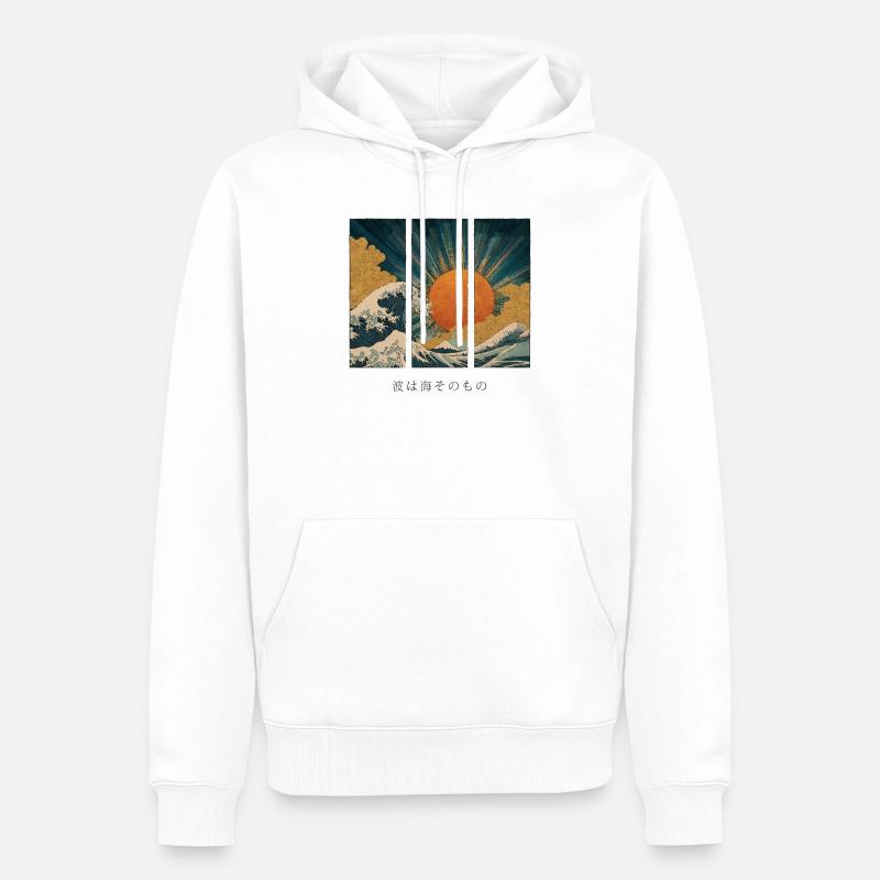La vague, c’est la mer elle-même - Sweat à capuche Premium bio Homme - blanc