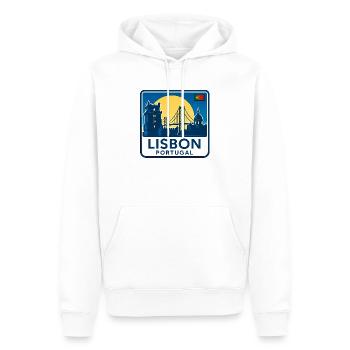 Horizon de Lisbonne au coucher du soleil - Sweat à capuche Premium bio Homme - blanc - Devant - Nico (187cm)